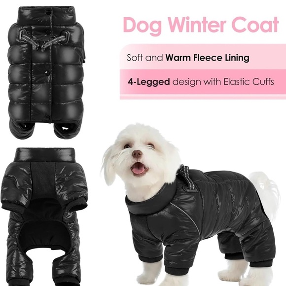 Black and Blue Dog Jacket puffer sweater Set - Picture 2 of 16